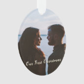 Goud laat het sneeuwen Eerste Kerstfoto Ornament (voorkant)