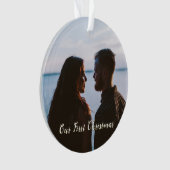 Goud laat het sneeuwen Eerste Kerstfoto Ornament (voorkant)