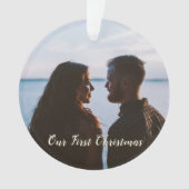 Goud laat het sneeuwen Eerste Kerstfoto Ornament (voorkant)