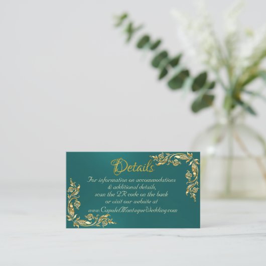 Goud laat Lijst op Blauwgroen, QR-code Informatiekaartje (Staand voorkant)