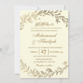 Goud laat  moslim bruiloft uitnodiging Nikah (Voorkant)