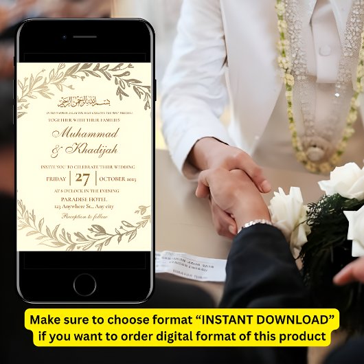 Goud laat  moslim bruiloft uitnodiging Nikah