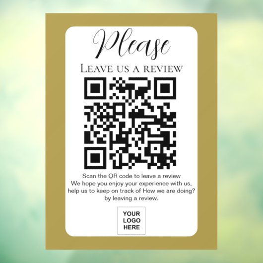Goud Laat ons een review QR-code Raamsticker (Vel 3)