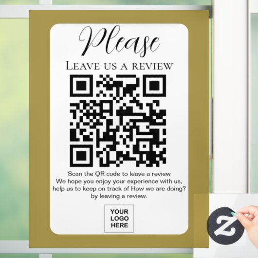 Goud Laat ons een review QR-code Raamsticker (Huis)
