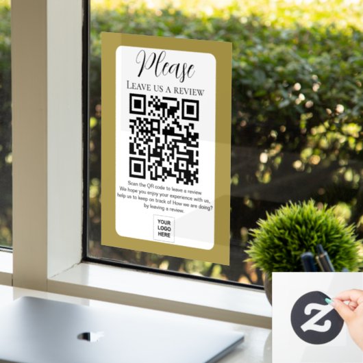 Goud Laat ons een review QR-code Raamsticker (Kantoor)