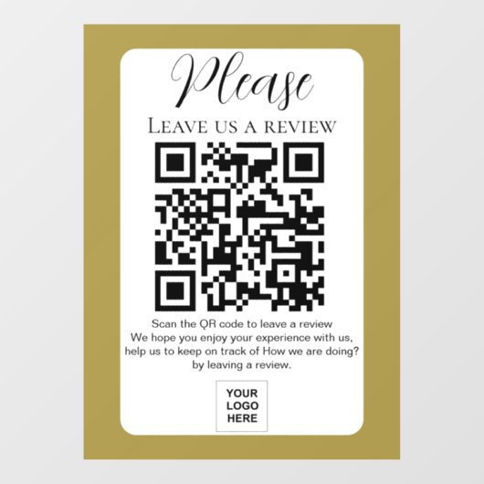 Goud Laat ons een review QR-code Raamsticker (Vel)