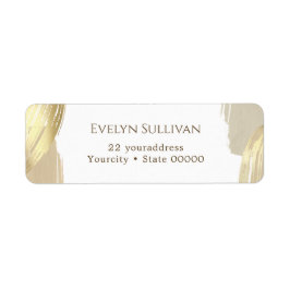 Goud label met penseelstreken retouradres