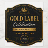 Goud Label Viering Luxe Fles Label Ontwerp Wijn Etiket (Enkel label)