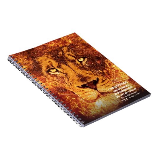 Goud laming-leeuw van Judah Named Bible Quote Notitieboek (Rechterzijde)