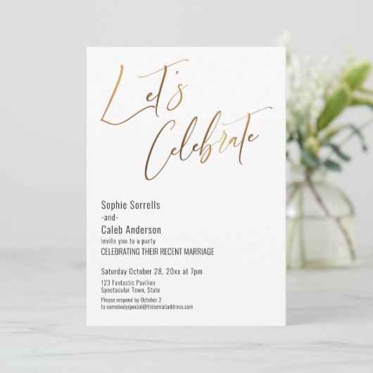 Goud Laten we een simpele bruiloft vieren Kaart (Staand voorkant)
