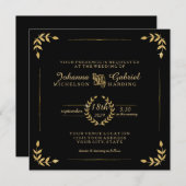 Goud Laurel Leaf Typografie Modern Eenvoudig Bruil Kaart (Voorkant / Achterkant)