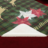 Goud Leaping Rendier met Poinsettias Sherpa Deken