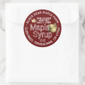 Goud leder en merkgebonden houtspuiten Rood Ronde Sticker (Tas)