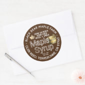 Goud leder en merkgebonden houtspuitstroop bruin ronde sticker (Envelop)