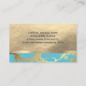 Goud leder en metaal | Blauwgroen goudmarmer Visitekaartje (Achterkant)