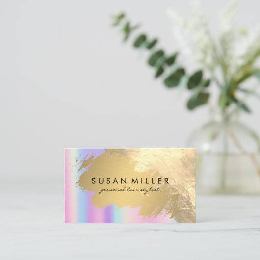 Goud leder Golden metaal | Iridescent Visitekaartje (Staand voorkant)