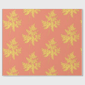 Goud leder op koraal botanisch patroon cadeaupapier (Vlak)