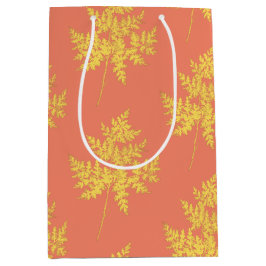 Goud leder op koraal botanisch patroon medium cadeauzakje