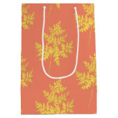 Goud leder op koraal botanisch patroon medium cadeauzakje (Achterkant)