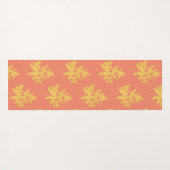 Goud leder op koraal botanisch patroon yogamat (Achterkant (horizontaal))