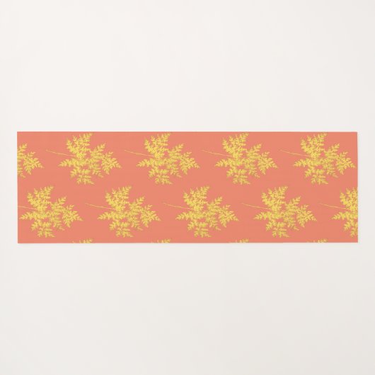 Goud leder op koraal botanisch patroon yogamat (Achterkant (horizontaal))