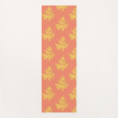 Goud leder op koraal botanisch patroon yogamat (Voorkant)