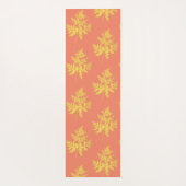 Goud leder op koraal botanisch patroon yogamat (Achterkant)