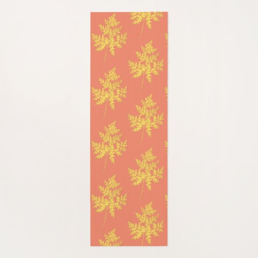 Goud leder op koraal botanisch patroon yogamat (Achterkant)