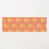 Goud leder op koraal botanisch patroon yogamat (Voorkant (horizontaal))