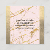 Goud leder | Roze goudmarmer Abstract Vierkante Visitekaartje (Achterkant)