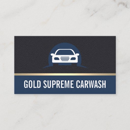 Goud leder voor autoreiniging visitekaartje (Voorkant)