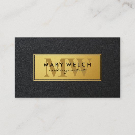 Goud | Ledermonogram | Uitvoerend stijl Afsprakenkaartje (Voorkant)