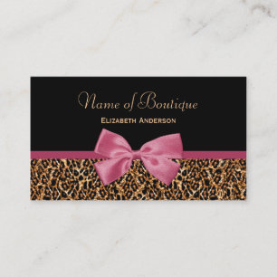 Goud Leopard Bont Chic Mauve Roze Bow Boutique Visitekaartje