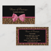 Goud Leopard Bont Chic Mauve Roze Bow Boutique Visitekaartje (Voorkant / Achterkant)