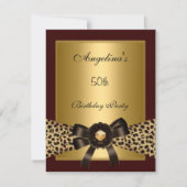 Goud Leopard Koffie Bruin Zwart 50e Verjaardag 3 Kaart (Voorkant)