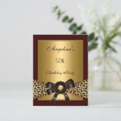 Goud Leopard Koffie Bruin Zwart 50e Verjaardag 3 Kaart (Staand voorkant)