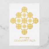 Goud Lets Priecigus Ziemassvetkus Kerstmis Folie Feestdagenkaart (Voorkant)
