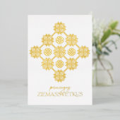 Goud Lets Priecigus Ziemassvetkus Kerstmis Folie Feestdagenkaart (Staand Voorkant)