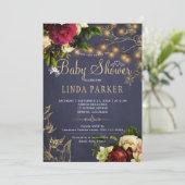 Goud licht winterse baby shower kaart (Staand voorkant)