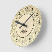 Goud licht zacht glitter sparken Monogram Ronde Klok (Hoek)