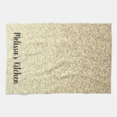 Goud licht zachte glitter sparkles Personaliseert Theedoek (Horizontaal)