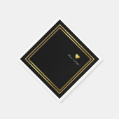 Goud Liefde Hart op Zwart Servet (Hoek)