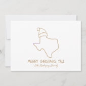Goud Lijn Kunst Santa Texas Kerstkaart (Voorkant)