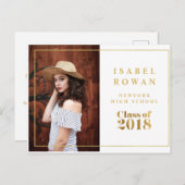 Goud Lijst Afstuderen 2018 Fotouitnodiging Wit Uitnodiging Briefkaart (Voorkant / Achterkant)