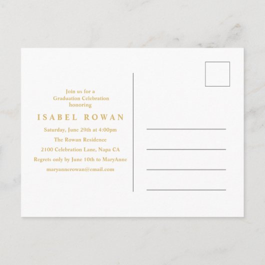 Goud Lijst Afstuderen 2018 Fotouitnodiging Wit Uitnodiging Briefkaart (Achterkant)