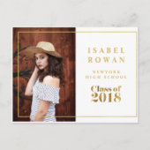 Goud Lijst Afstuderen 2018 Fotouitnodiging Wit Uitnodiging Briefkaart (Voorkant)