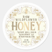 Goud Lijst Bee Fleur de Lis Honing Label (Voorkant)