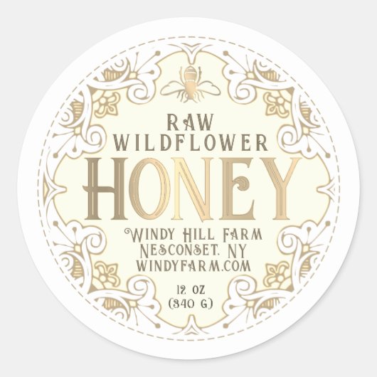  Goud Lijst Bee Fleur de Lis Honing Label (Voorkant)