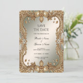 Goud  Lijst Bewaar de datum Save The Date (Staand voorkant)