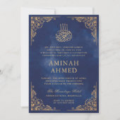 Goud Lijst  Blauw Islamitisch Aqiqa Aqeeqa Baby Kaart (Voorkant)
